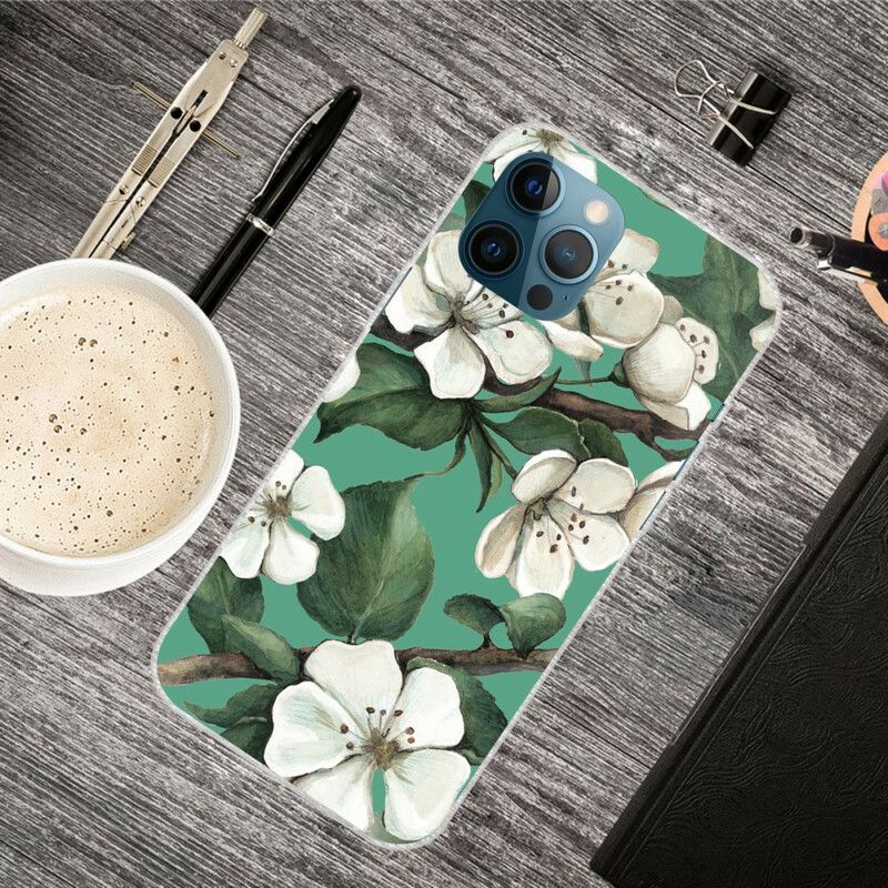 Hoesje Voor iPhone 13 Pro Max Geschilderde Witte Bloemen