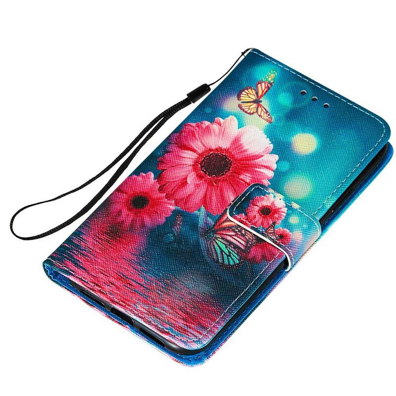 Leren Hoesje iPhone 13 Pro Max Bloemen En Vlinders Bescherming Hoesje