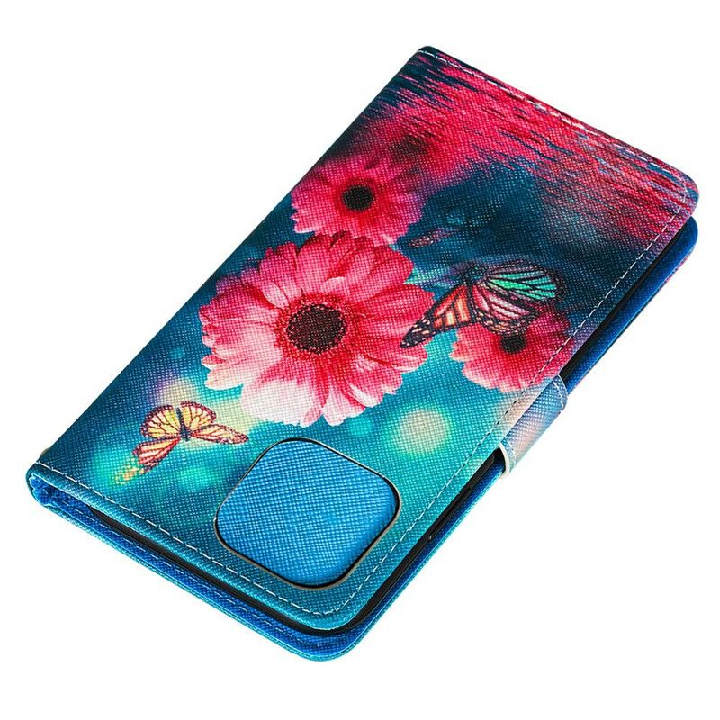 Leren Hoesje iPhone 13 Pro Max Bloemen En Vlinders Bescherming Hoesje