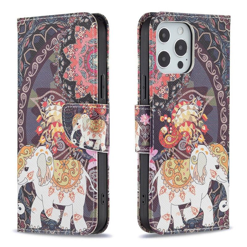 Leren Hoesje iPhone 13 Pro Max Indische Olifant