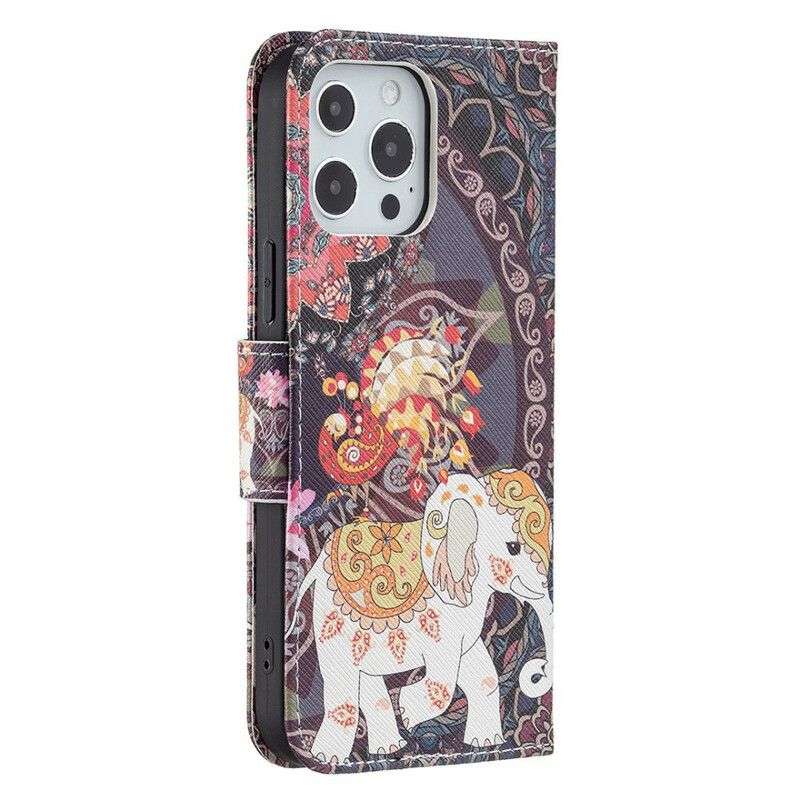 Leren Hoesje iPhone 13 Pro Max Indische Olifant