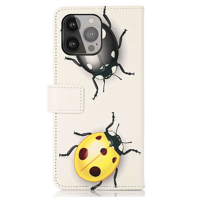 Leren Hoesje iPhone 13 Pro Max Lieveheersbeestjes