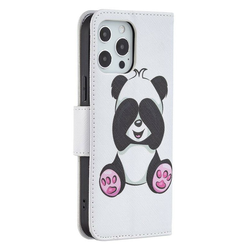 Leren Hoesje iPhone 13 Pro Max Panda Fun Bescherming Hoesje