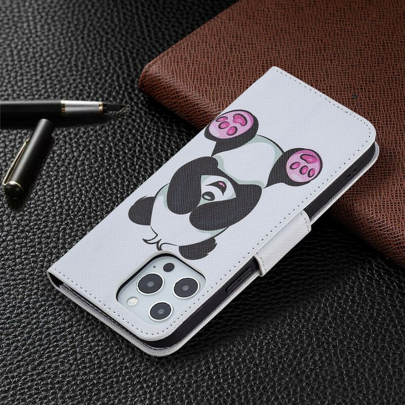 Leren Hoesje iPhone 13 Pro Max Panda Fun Bescherming Hoesje