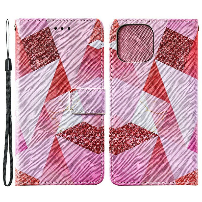 Leren Hoesje Voor iPhone 13 Pro Max Grafisch Roze