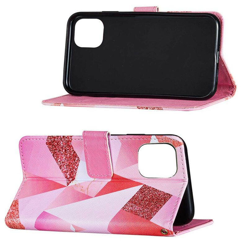 Leren Hoesje Voor iPhone 13 Pro Max Grafisch Roze