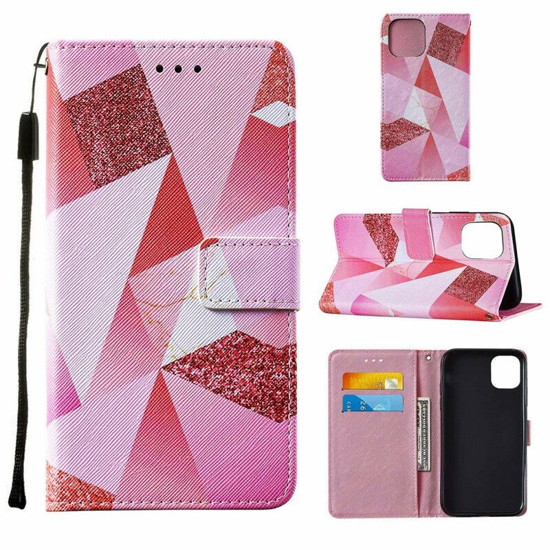 Leren Hoesje Voor iPhone 13 Pro Max Grafisch Roze