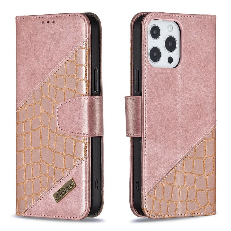 Leren Hoesje Voor iPhone 13 Pro Max Klassiek Krokodillenleereffect