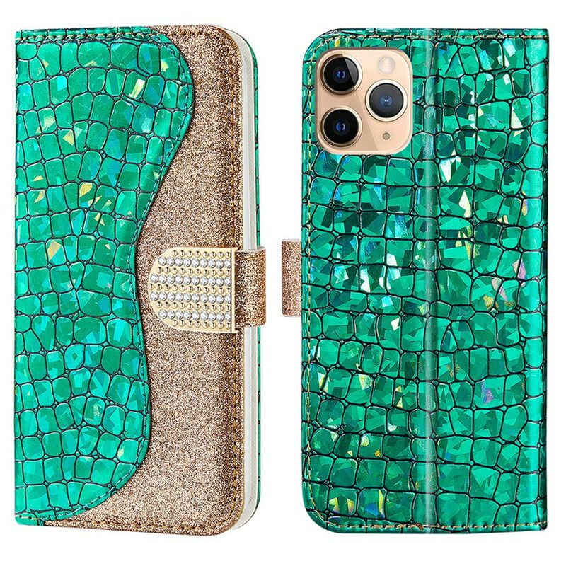 Leren Hoesje Voor iPhone 13 Pro Max Krokodil Diamanten