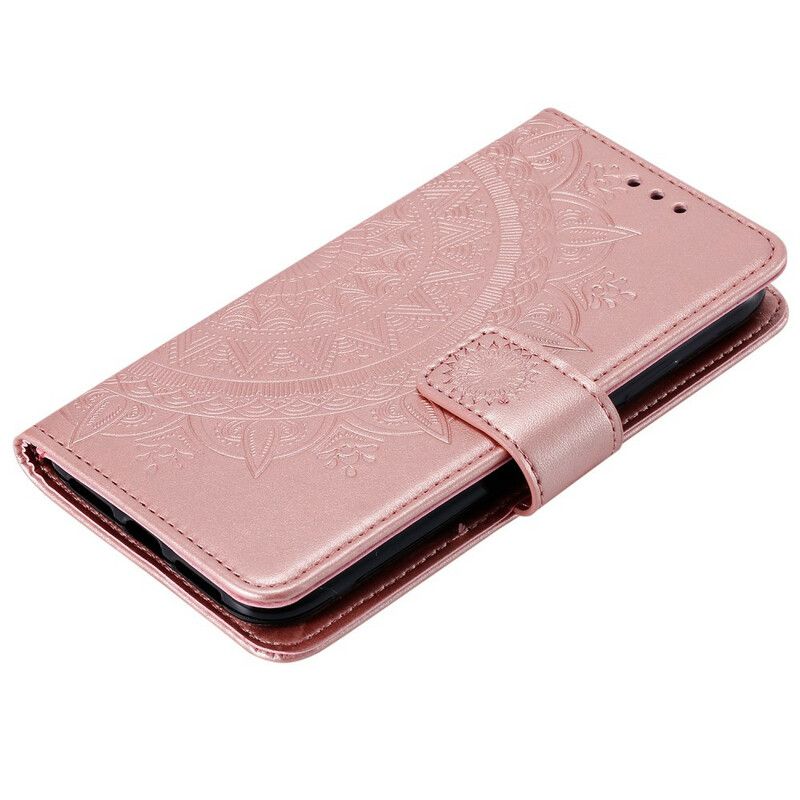 Leren Hoesje Voor iPhone 13 Pro Max Mandala Zon