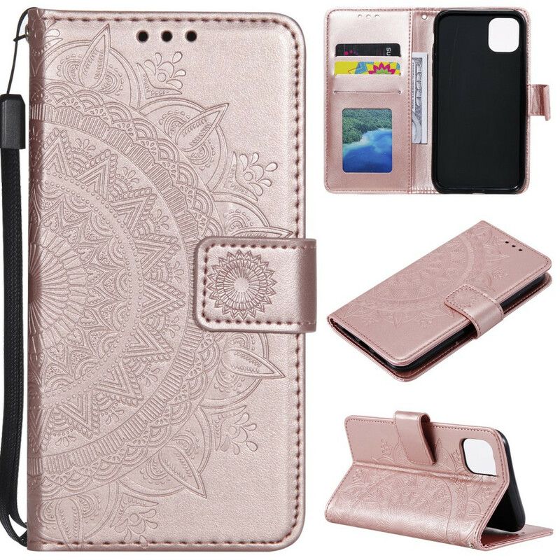 Leren Hoesje Voor iPhone 13 Pro Max Mandala Zon