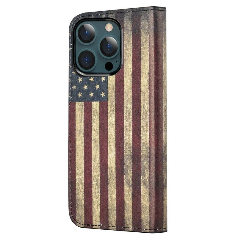 Leren Hoesje Voor iPhone 13 Pro Max Ons Vlag