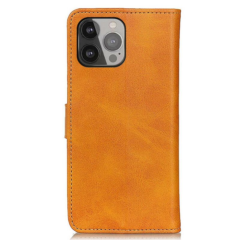 Leren Hoesje Voor iPhone 13 Pro Max Retro Mat Leereffect