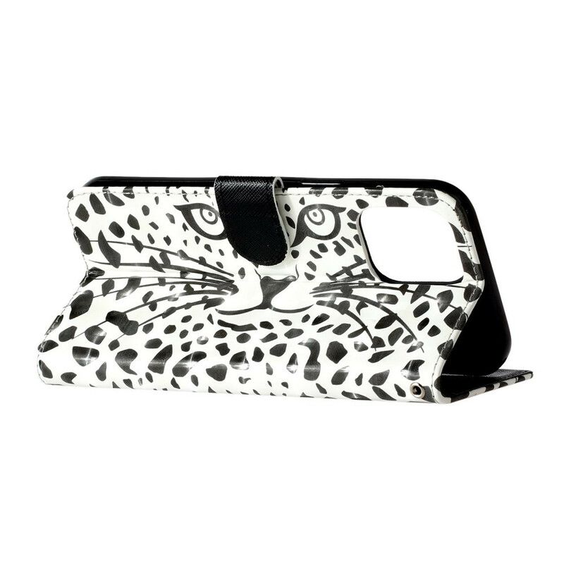 Leren Hoesje Voor iPhone 13 Pro Max Tiger Light Strap-spots