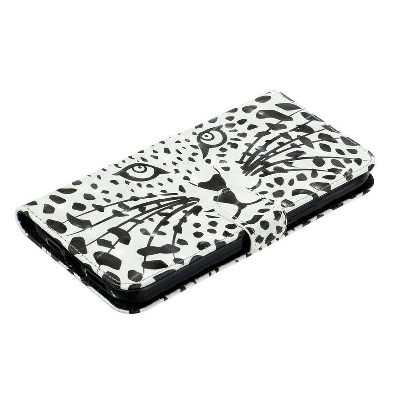 Leren Hoesje Voor iPhone 13 Pro Max Tiger Light Strap-spots