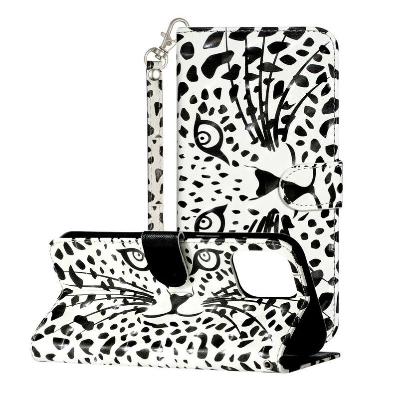 Leren Hoesje Voor iPhone 13 Pro Max Tiger Light Strap-spots