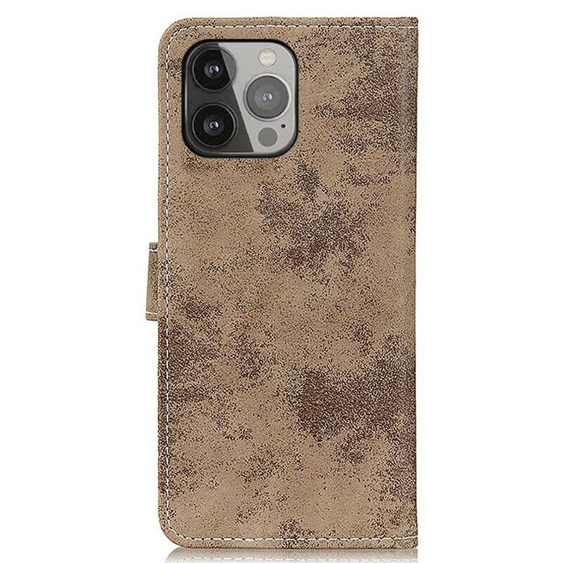 Leren Hoesje Voor iPhone 13 Pro Max Vintage Leereffect