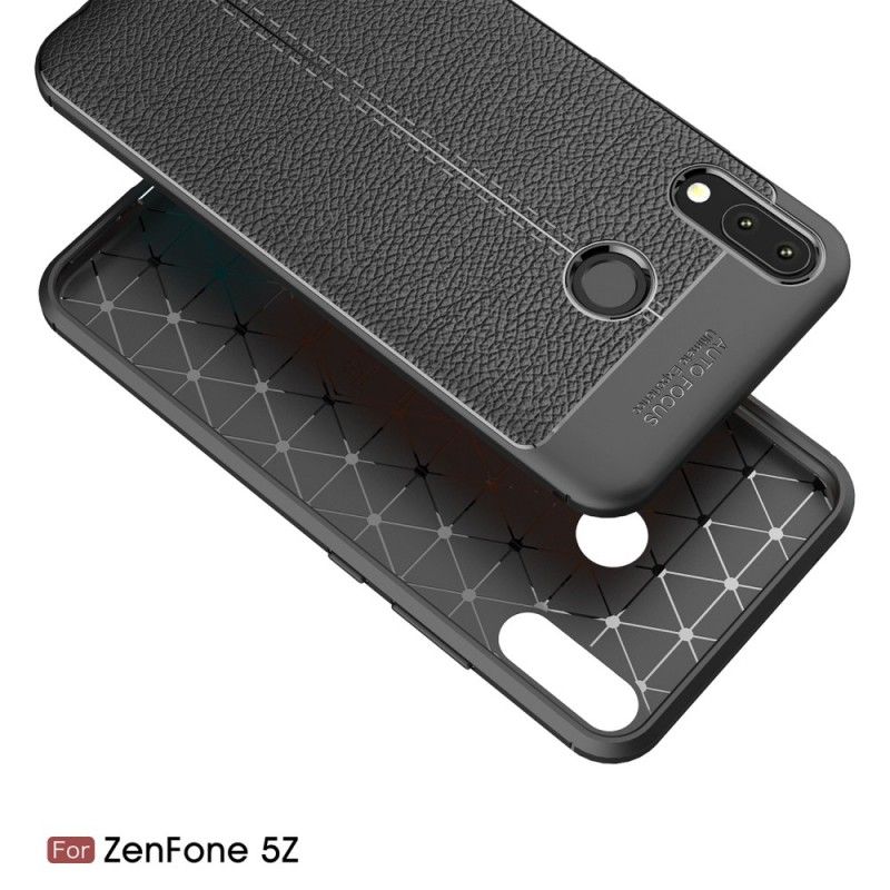 Hoesje Asus ZenFone 5 / 5Z Rood Zwart Dubbellijns Lychee Leereffect