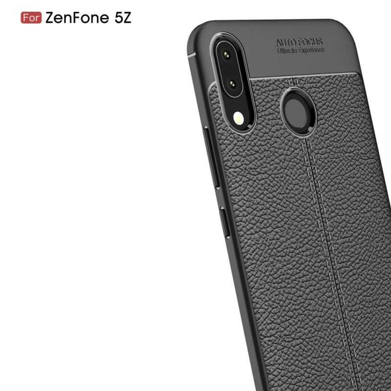 Hoesje Asus ZenFone 5 / 5Z Rood Zwart Dubbellijns Lychee Leereffect