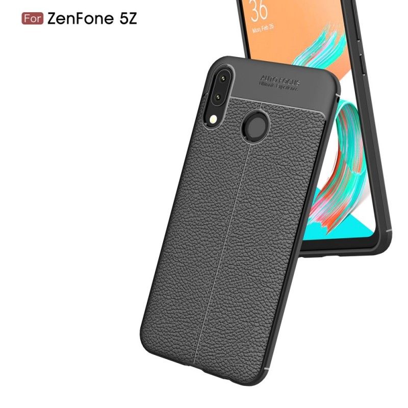 Hoesje Asus ZenFone 5 / 5Z Rood Zwart Dubbellijns Lychee Leereffect