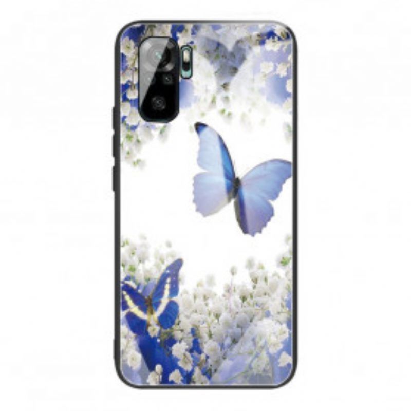 Hoesje voor Xiaomi Redmi Note 10 / 10S Vlinders Design Gehard Glas