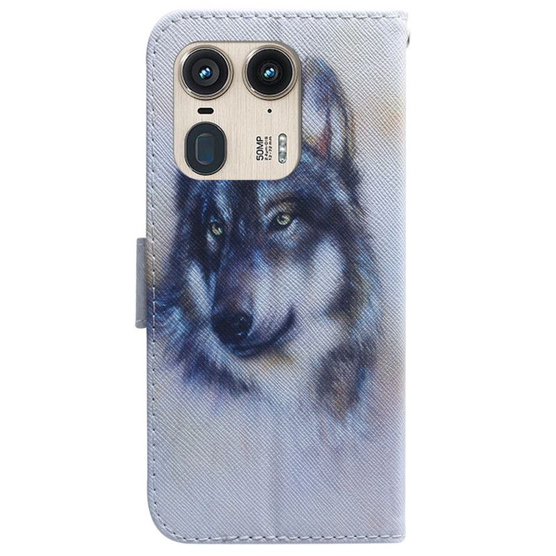 Folio-hoesje Motorola Edge 50 Ultra Telefoonhoesje Wolf Aquarel