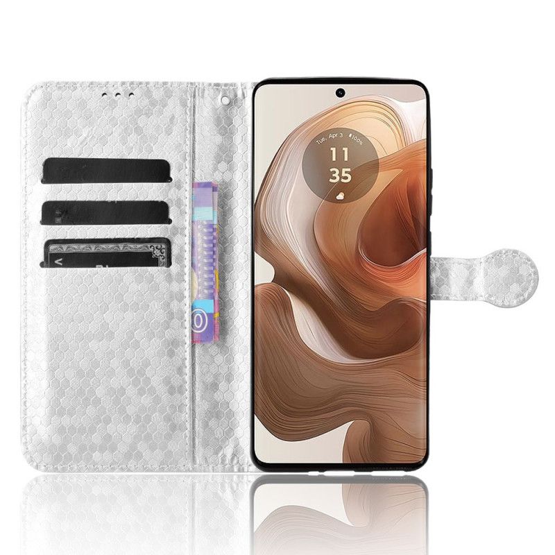 Leren Hoesje Motorola Edge 50 Ultra Glanzende Stippen Met Bandje Bescherming Hoesje