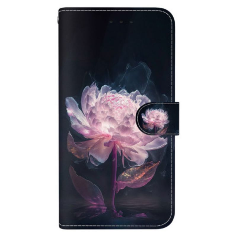 Folio-hoesje Oppo Reno 12 Pro 5g Telefoonhoesje Paarse Pioen Met Riem