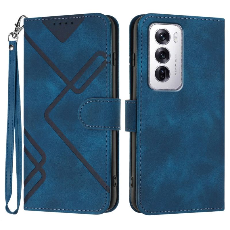 Leren Hoesje Voor Oppo Reno 12 Pro 5g Geometrische Band