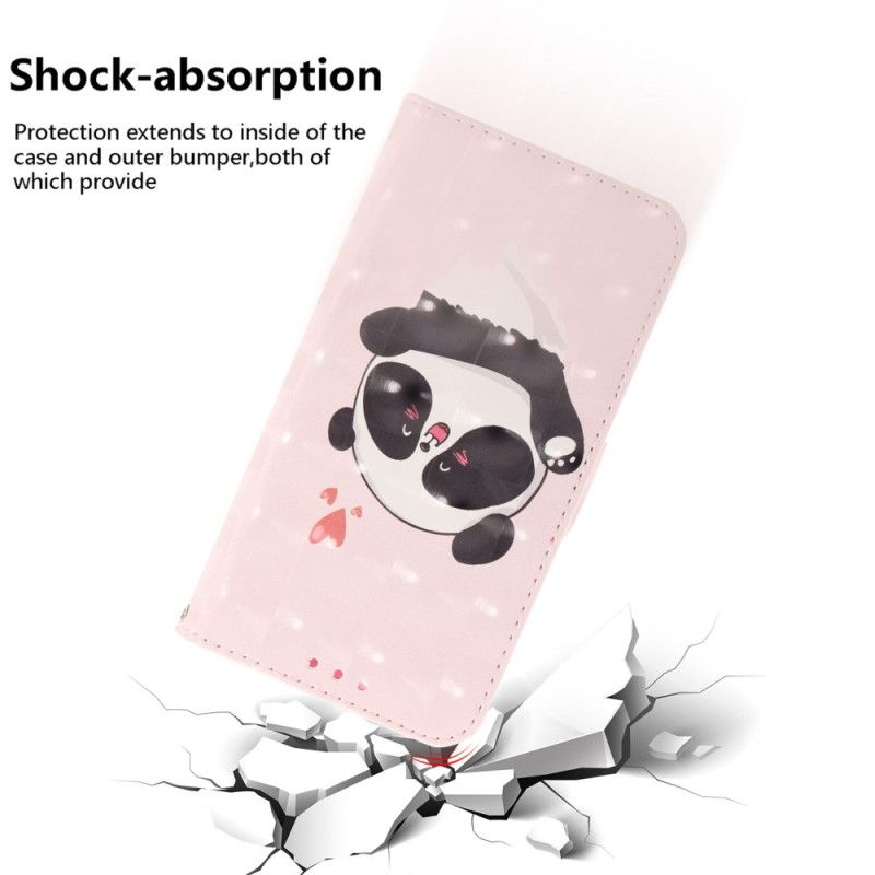 Leren Hoesje Voor Oppo Reno 12 Pro 5g Panda Love Met Riempje