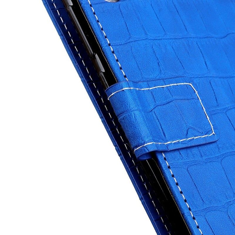 Bescherming Hoesje Huawei Nova 5T Lichtblauw Zwart Krokodil Ik Hou Van Je