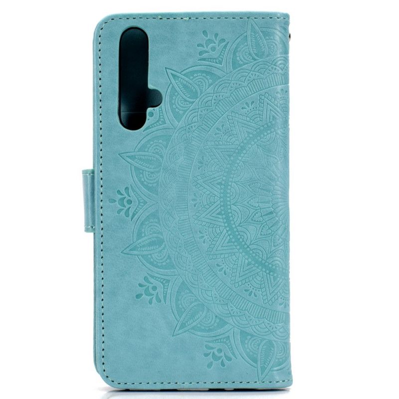 Cover Folio-hoesje Huawei Nova 5T Rood Grijs Telefoonhoesje Zon Mandala