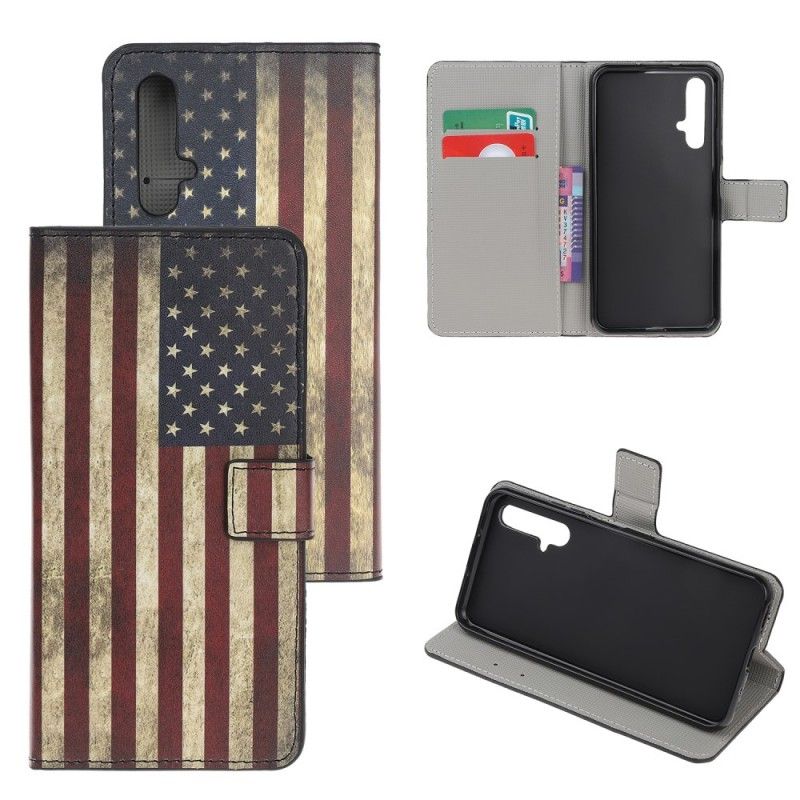 Flip Case Leren Huawei Nova 5T Amerikaanse Vlag