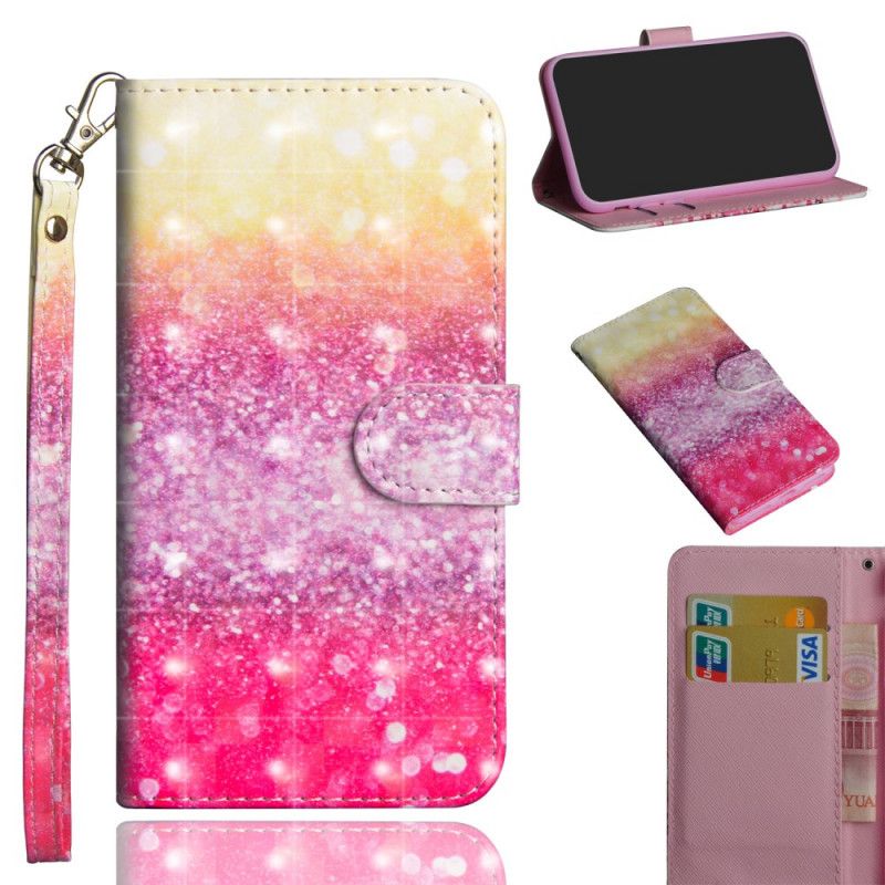 Bescherming Hoesje Honor 20e / 20 Lite Telefoonhoesje Magenta Glitterverloop