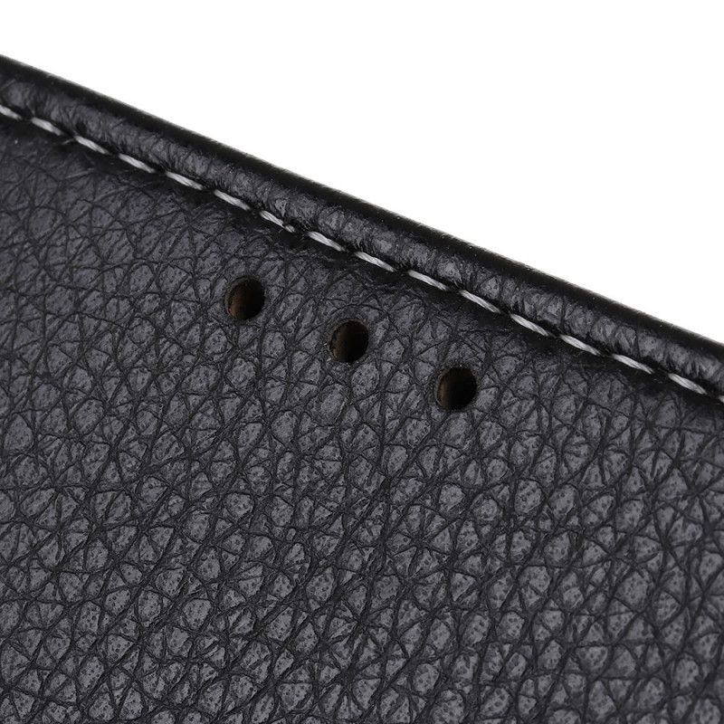 Leren Hoesje Honor 20e / 20 Lite Zwart Naden In Lychee-Leereffect