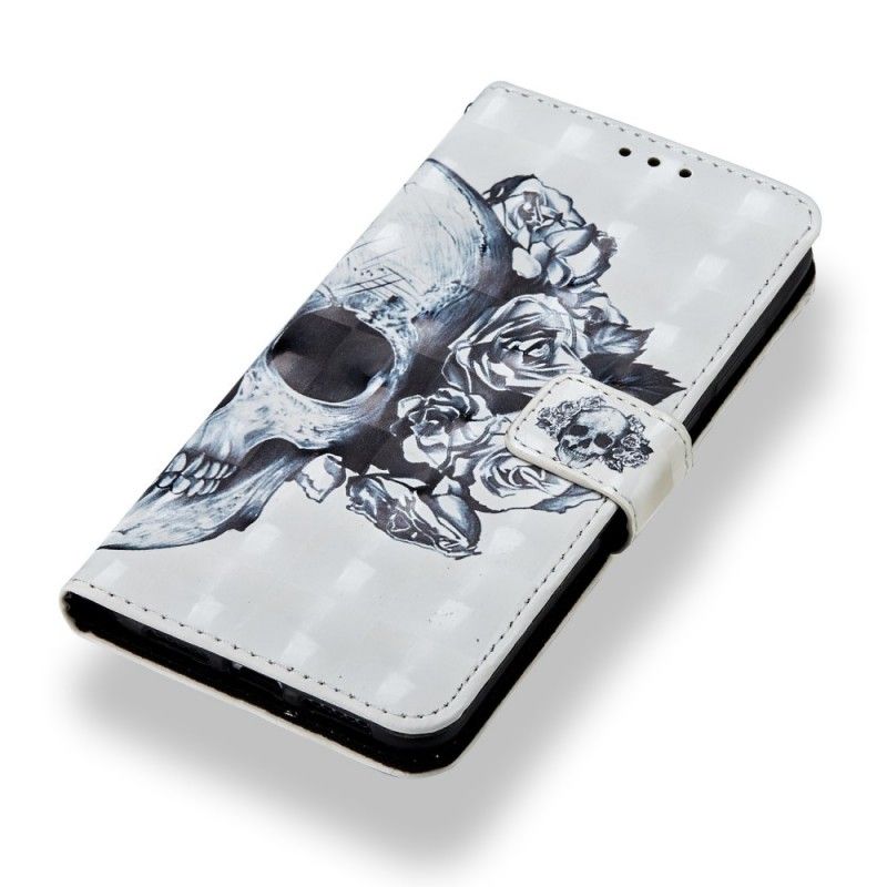 Cover Folio-hoesje Huawei P20 Pro Telefoonhoesje 3D Bloemenschedel