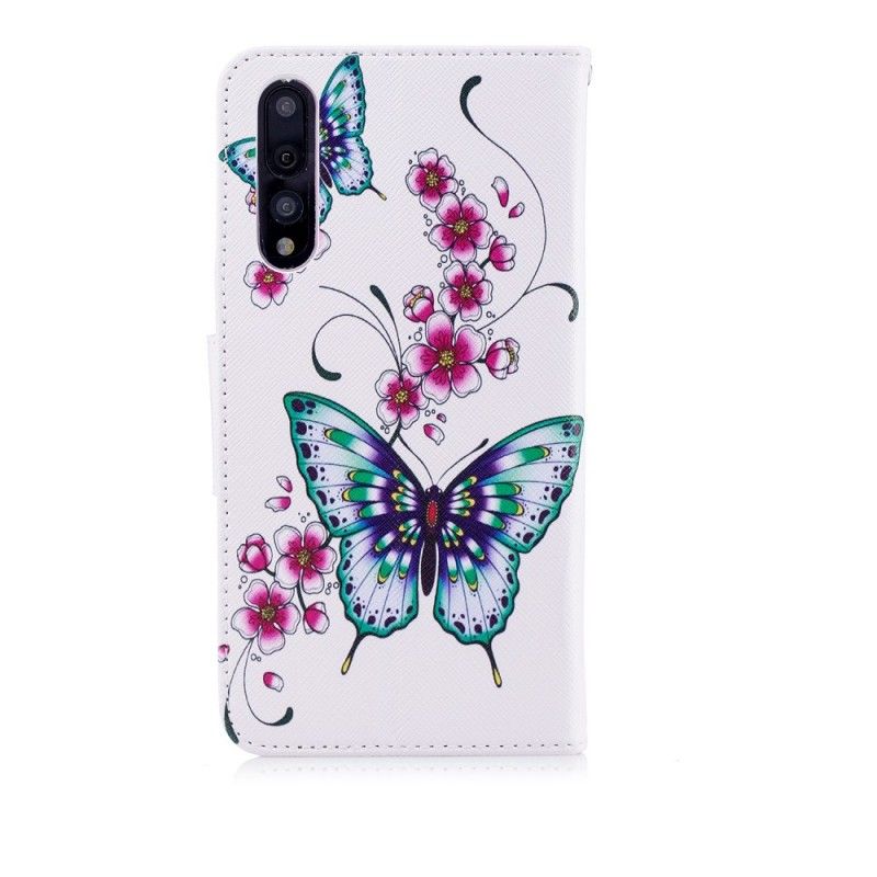 Flip Case Leren Huawei P20 Pro Prachtige Vlinders