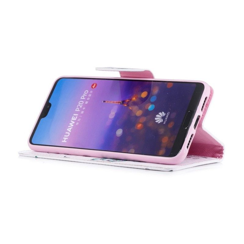 Flip Case Leren Huawei P20 Pro Prachtige Vlinders