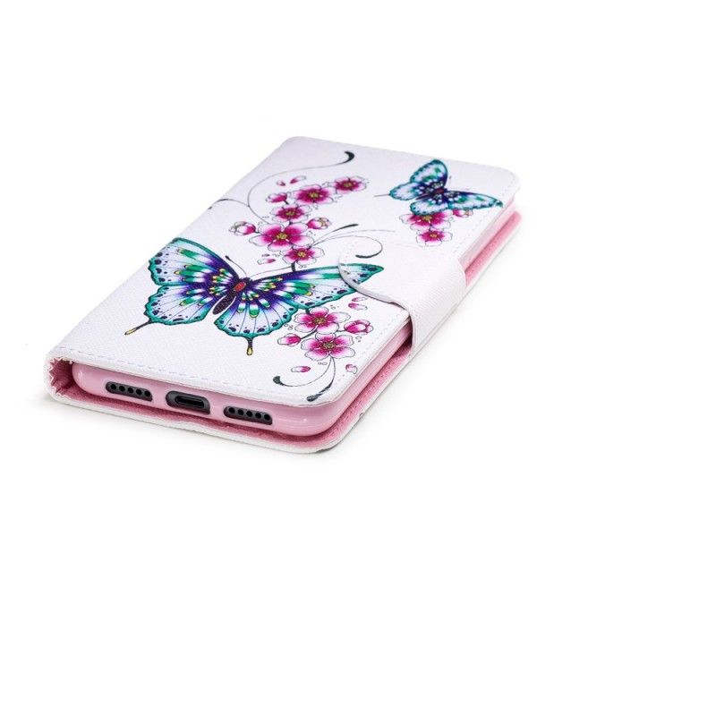 Flip Case Leren Huawei P20 Pro Prachtige Vlinders