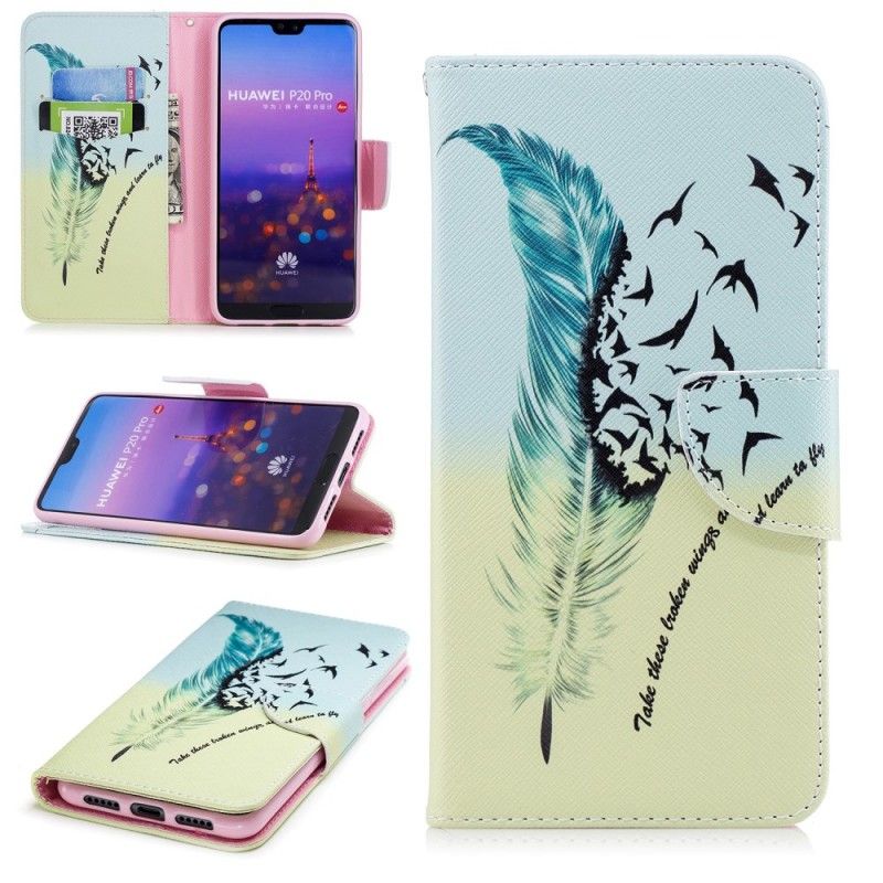 Flip Case Leren Huawei P20 Pro Leren Vliegen