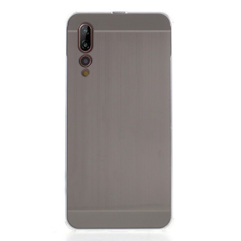 Hoesje Huawei P20 Pro Goud Zilver Verwijderbare Aluminium Bumper En Geborstelde Achterkant