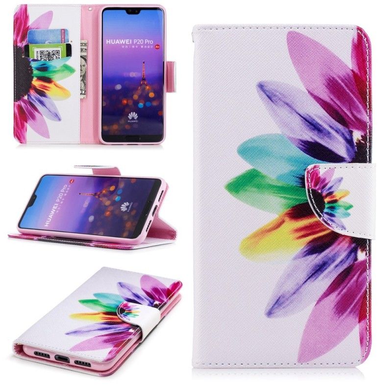 Leren Hoesje Huawei P20 Pro Aquarelbloem