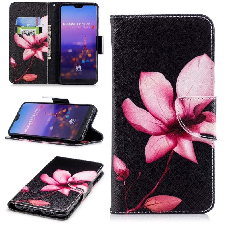 Leren Hoesje Huawei P20 Pro Roze Bloem