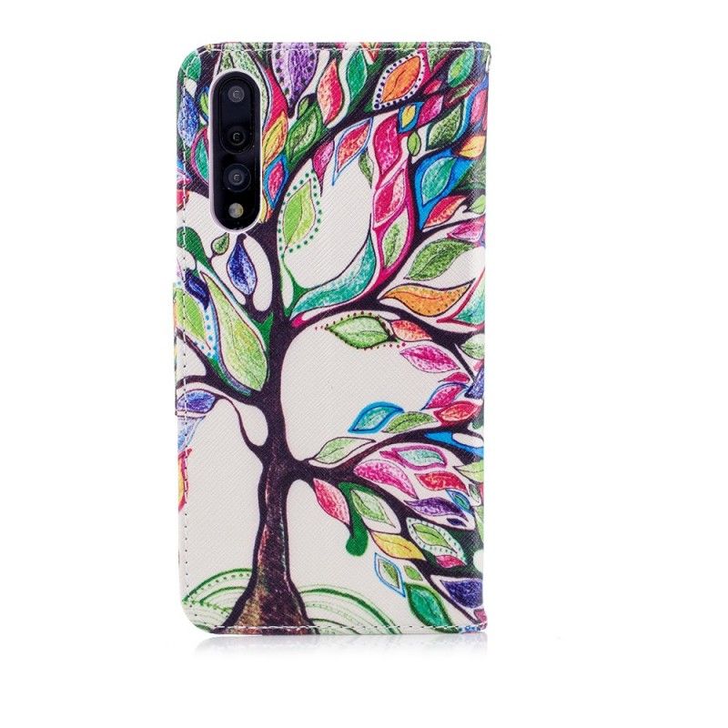 Leren Hoesje Huawei P20 Pro Telefoonhoesje Gekleurde Boom