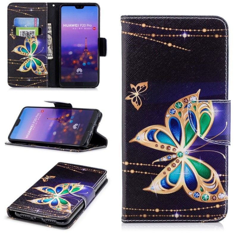 Leren Hoesje voor Huawei P20 Pro Magische Vlinder