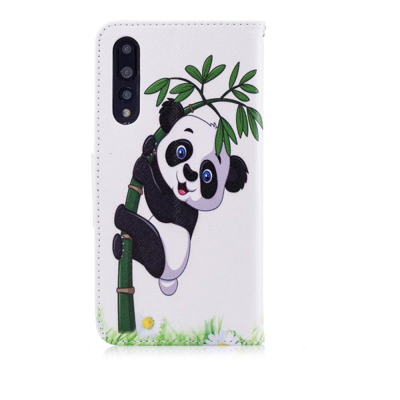 Leren Hoesje voor Huawei P20 Pro Panda Op Bamboe