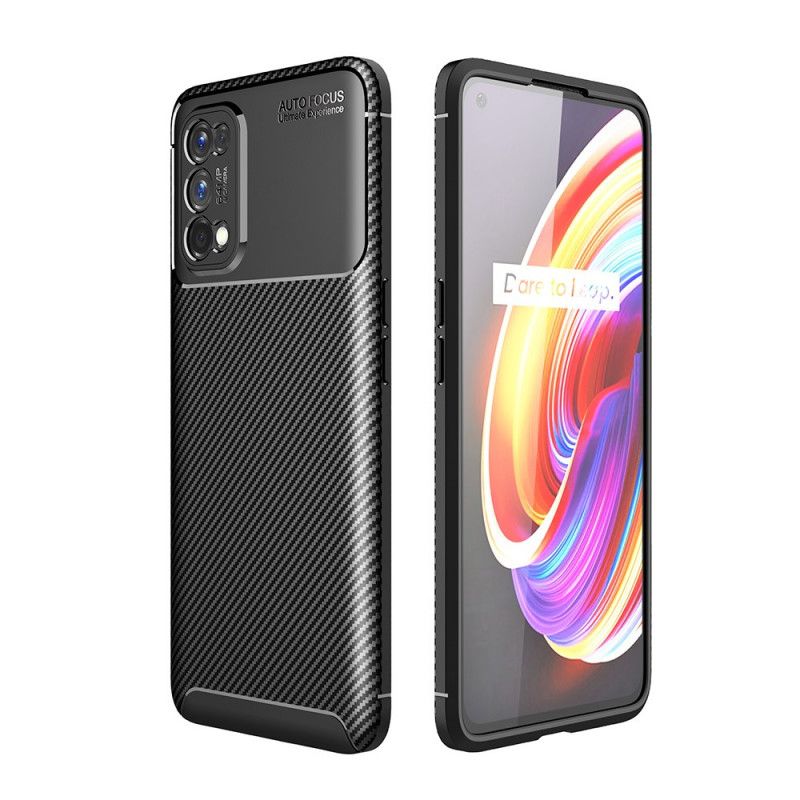 Hoesje Realme 7 Pro Donkerblauw Zwart Flexibele Koolstofvezeltextuur