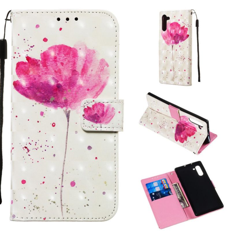 Bescherming Hoesje Samsung Galaxy Note 10 Telefoonhoesje Aquarel Klaproos