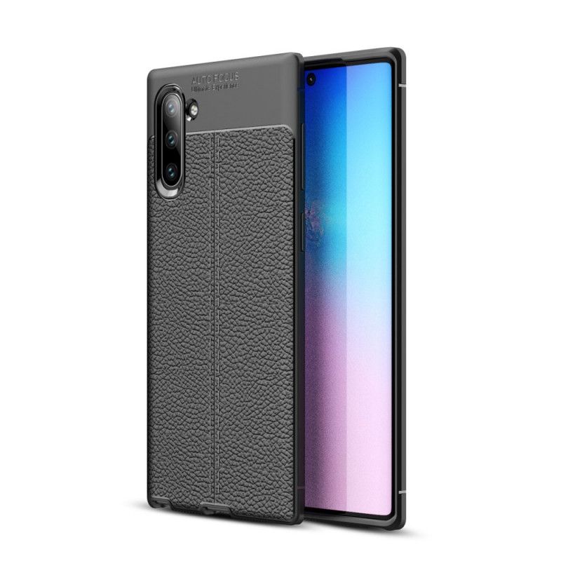 Case Hoesje Samsung Galaxy Note 10 Rood Zwart Telefoonhoesje Dubbellijns Lychee Leereffect