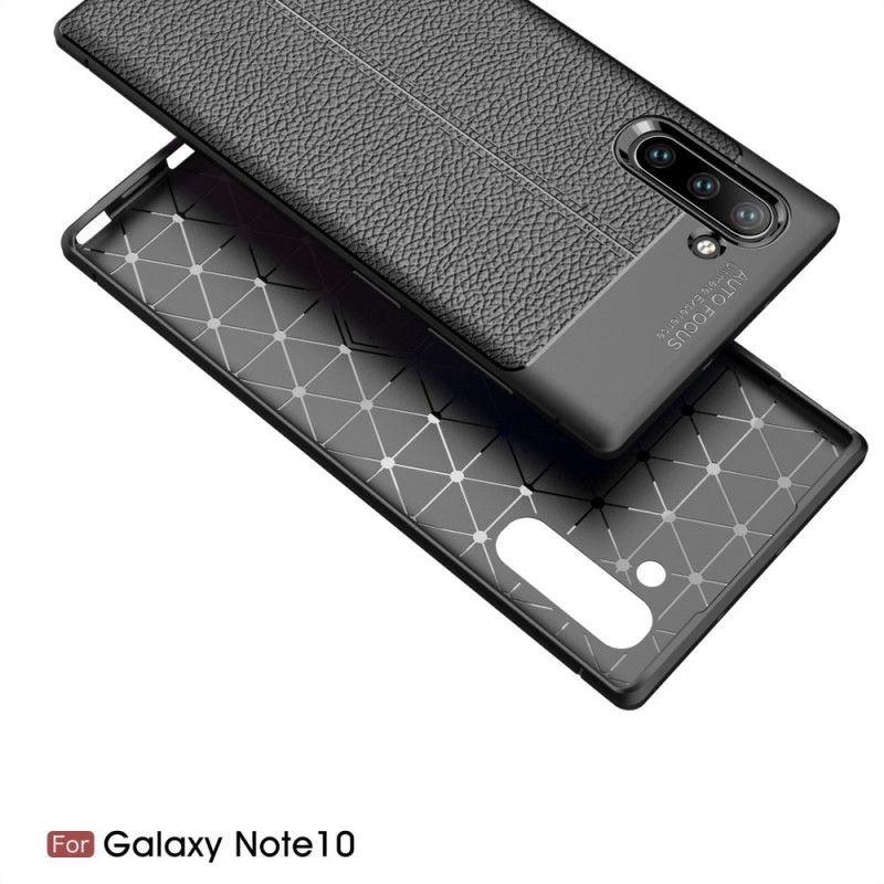 Case Hoesje Samsung Galaxy Note 10 Rood Zwart Telefoonhoesje Dubbellijns Lychee Leereffect